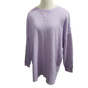 CT1964 Free People Lavender Ladies Waffle Pattern Crew Neck Sweat Shirt XS